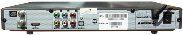 Ресивер Continent CHD-02/IR. Вид сзади.
Копонентный и композитный выход. Разъем HDMI. Выход цифрового звука
SPDIF.