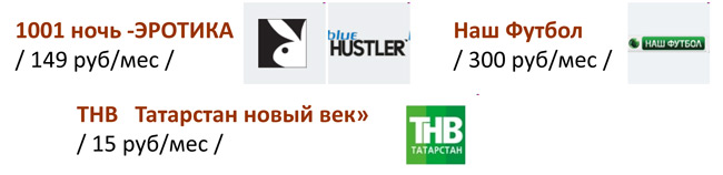 Телекарта-плюс. Список дополнительных каналов.