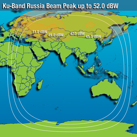 Ожидаемая зона покрытия спутника Intelsat 15 (IS-15)