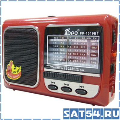 Радиоприемник FEPE FP-1519 (Bluetooth, Фонарик, USB, SD, Аккумулятор)